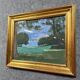 Oil painting on panel by Rivernet: view of a lake