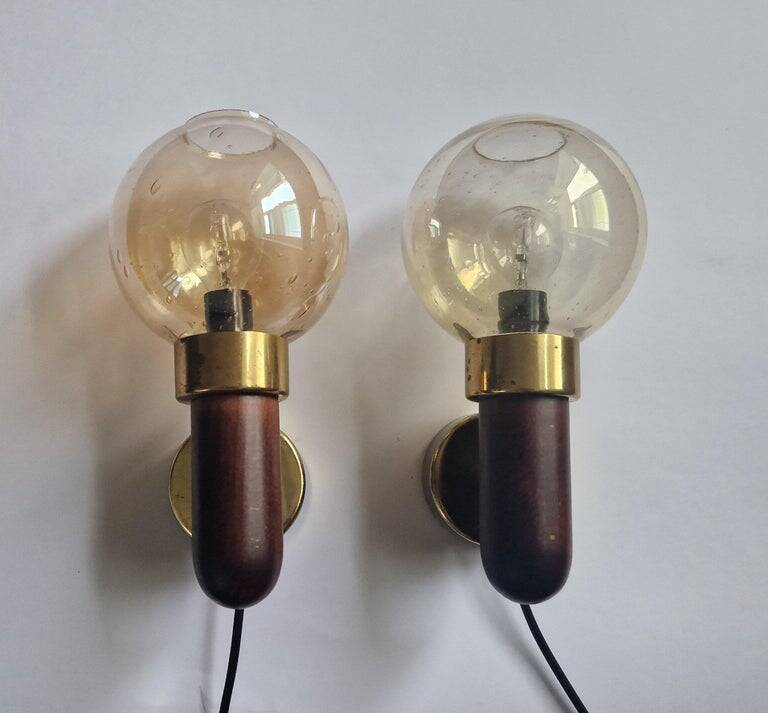 Set of Two Midcentury Wall Lamps, Denmark, 1970s