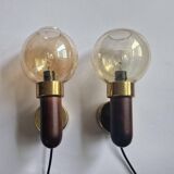 Set of Two Midcentury Wall Lamps, Denmark, 1970s