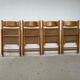 Set of 4 folding chairs, vintage design, wooden structure and canned seat. Around 1970