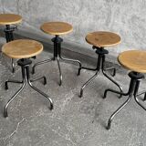 Set of 5 flambo adjustable industrial stools