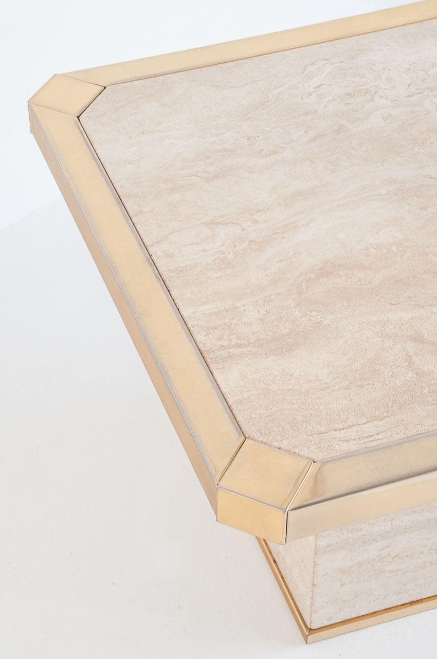 Vintage travertine coffee table edited by Fedam. Belgium, 80s