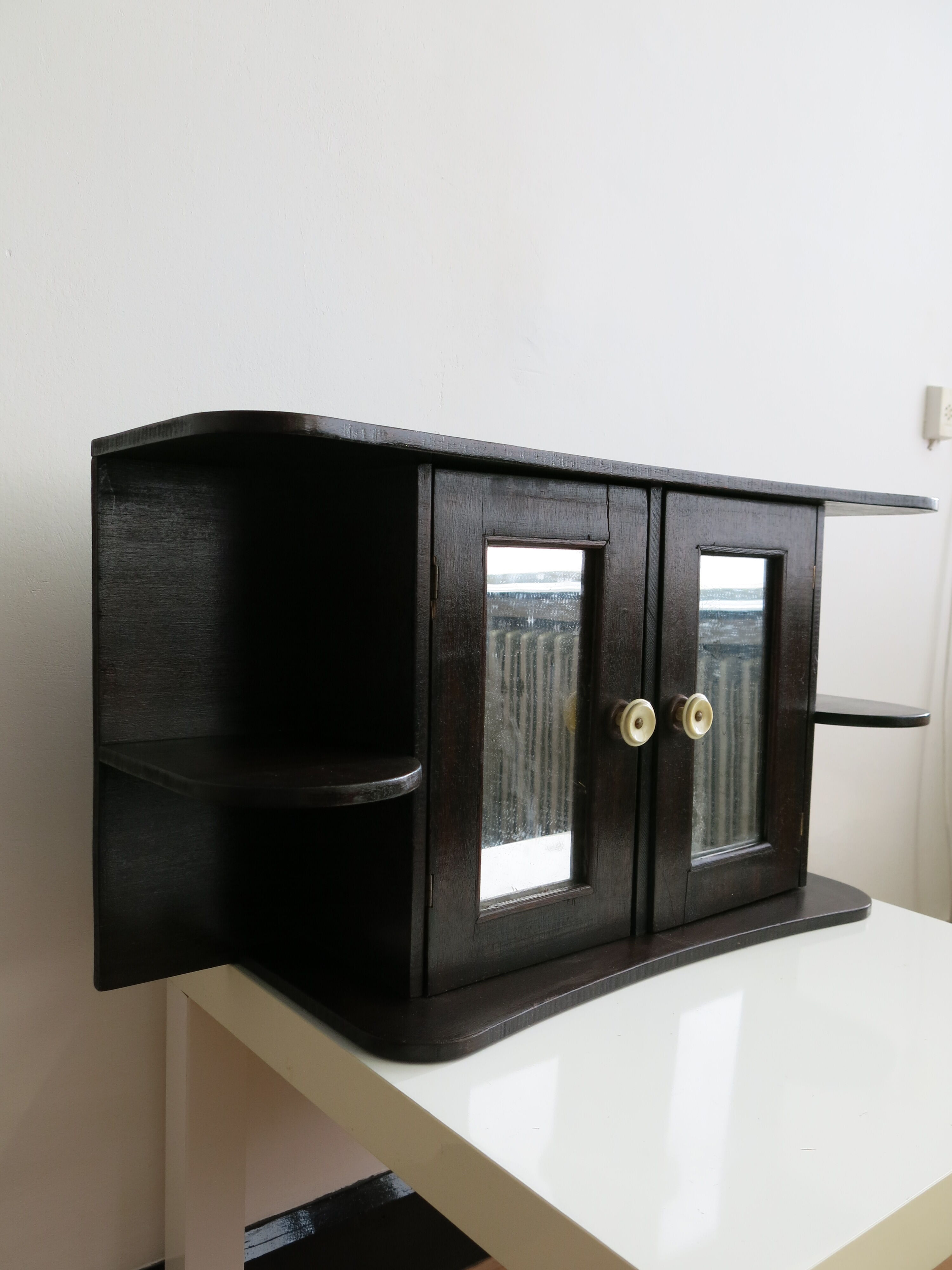 Old mirror wall-mounted toilet cabinet