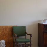 Oak and wool armchairs, Louis XIII style, by a French cabinetmaker from the 1930s.