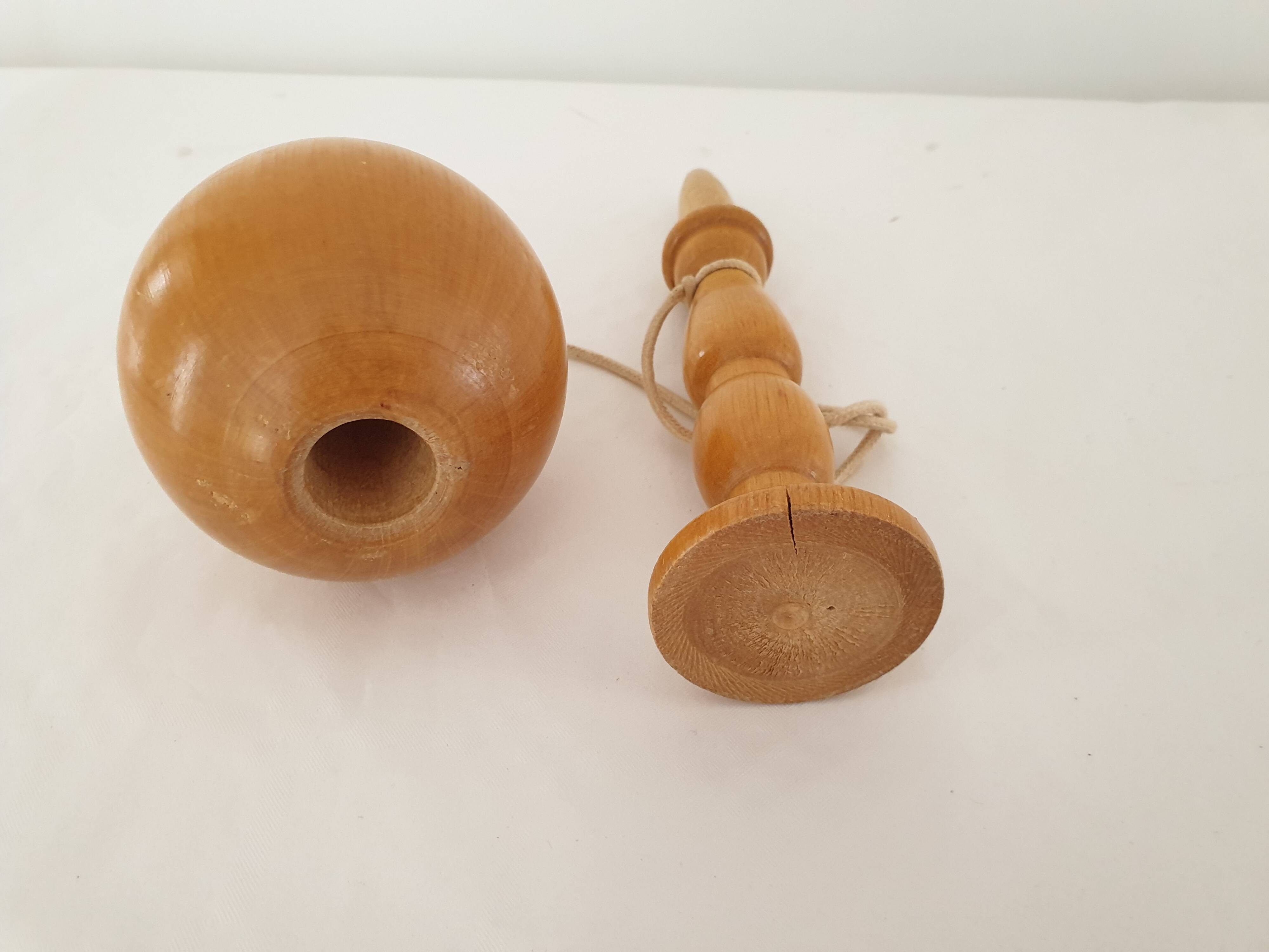 Old wooden Bilboquet Height 23 Cm