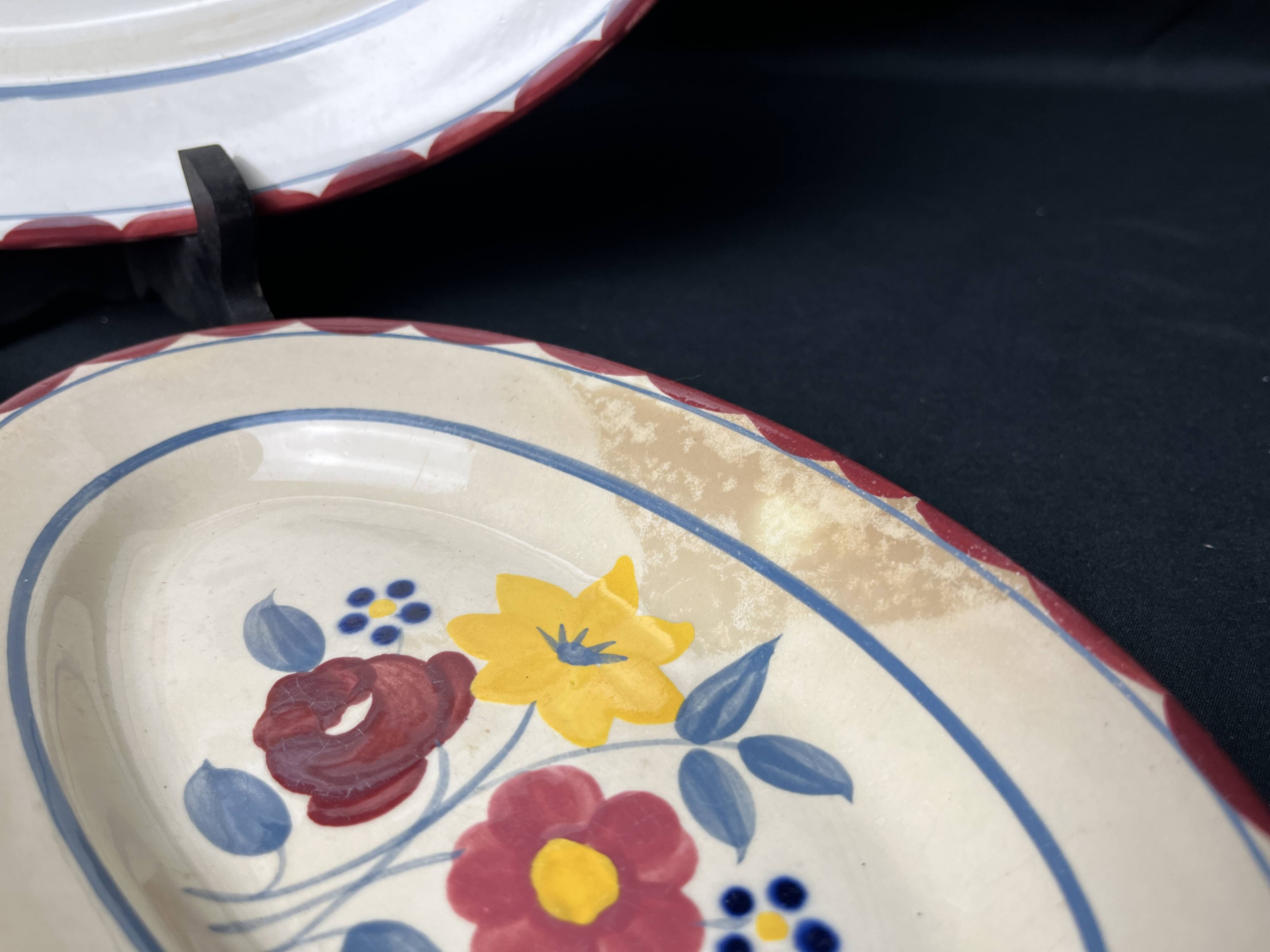 Art Deco, a dish and two Salins earthenware dishes circa 1940