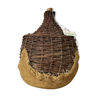 Demijohn green braided wicker