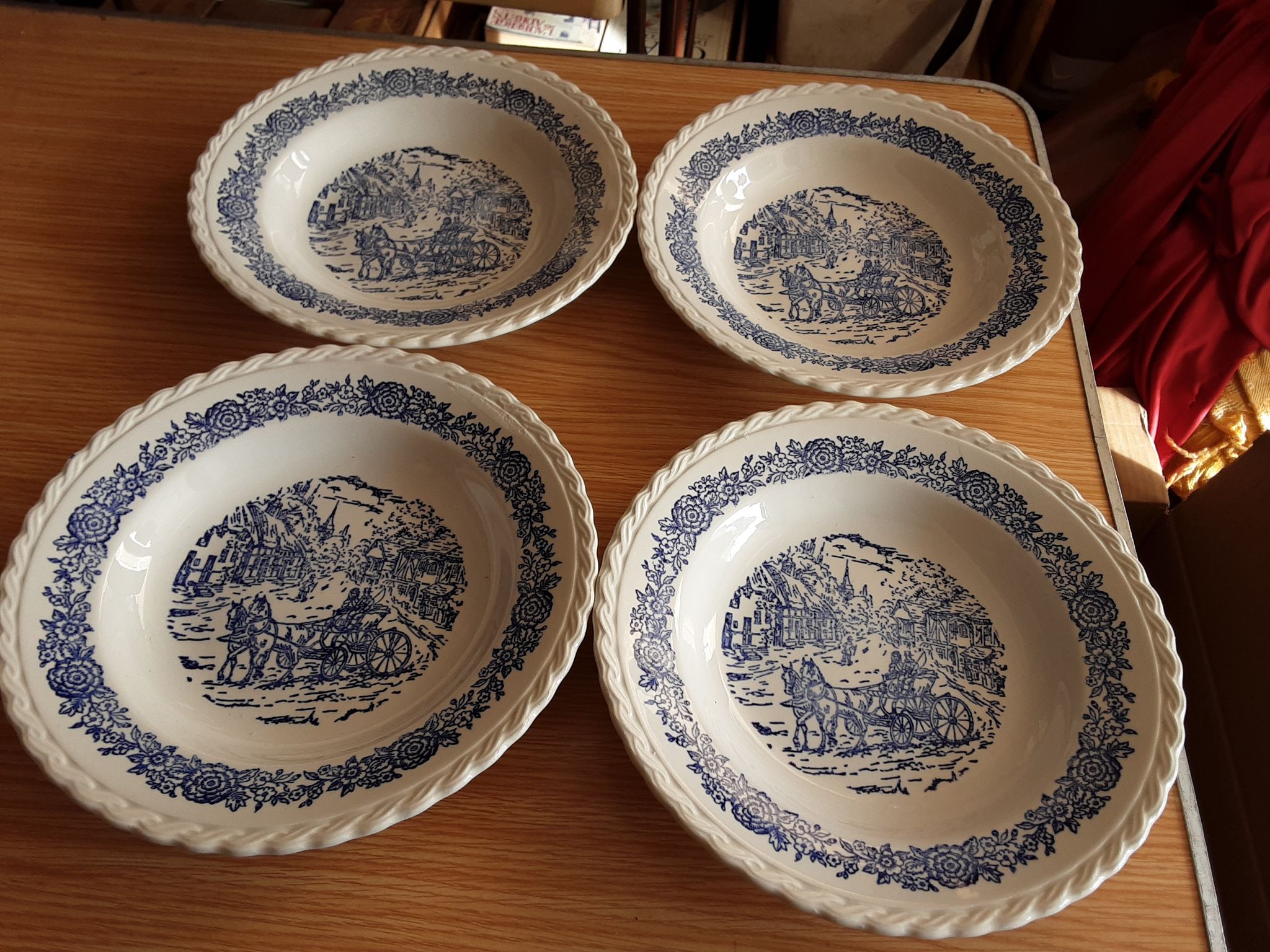 4 beverley english earthenware hollow plates