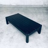 Brutalist black stained oak coffee table, Netherlands, 1960s