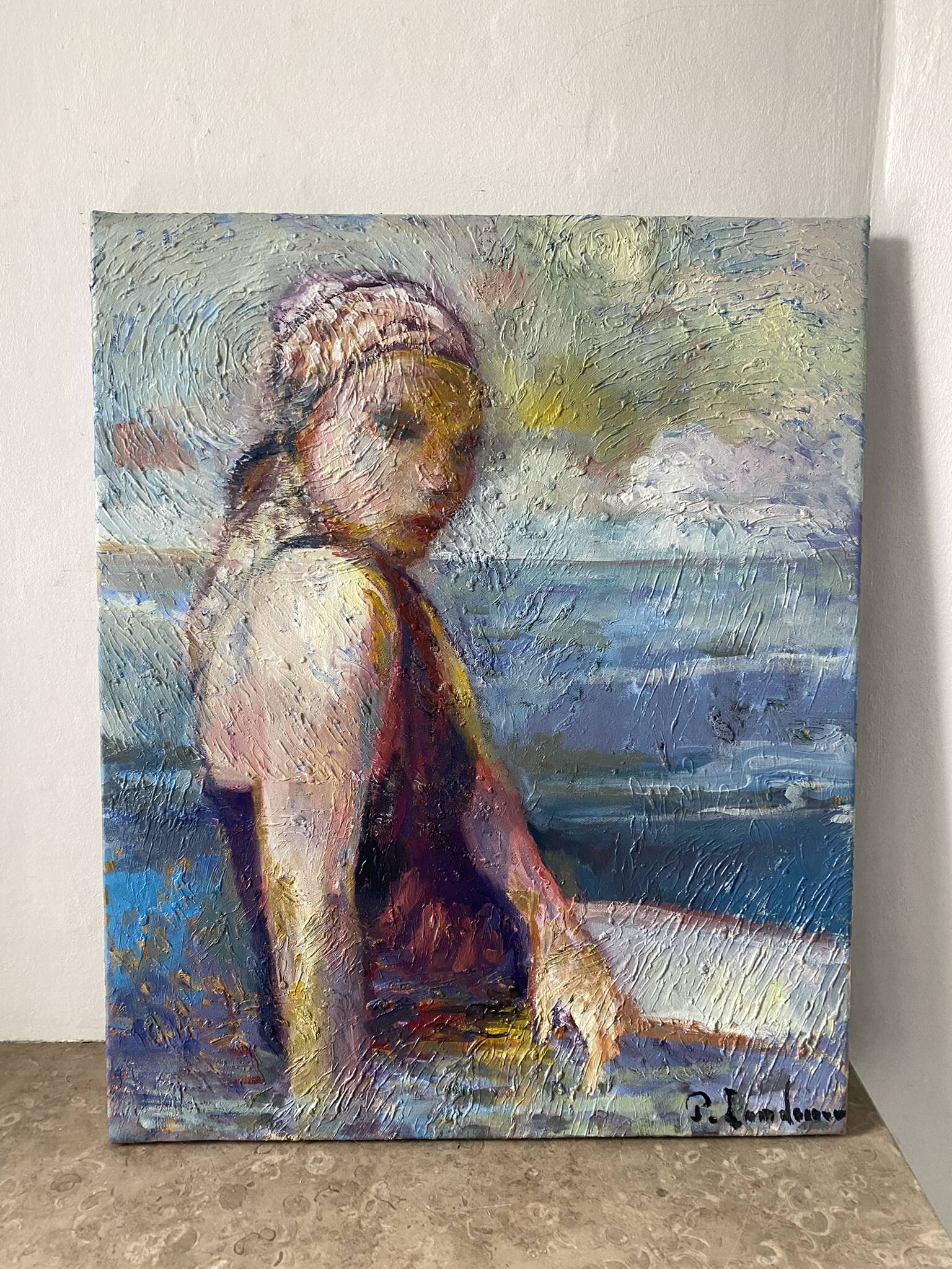 Portrait of a bather signed Patrice Landauer