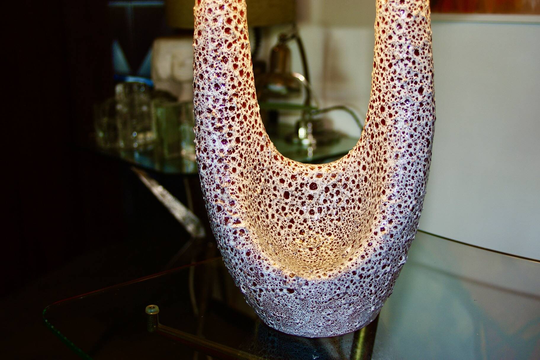 Large ceramic free figure lamp signed Le Vaucourt Vallauris