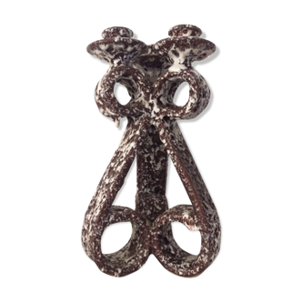Triple "fat lava" bougeoir by Marius Giuge, Vallauris, 1960