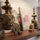 Pair of antique bronze andirons - period 1870/1900