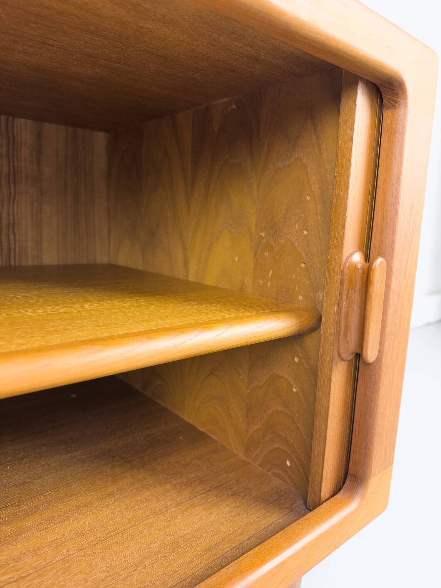 Low Teak Sideboard with Tambour Doors from CFC Silkeborg, 1970s