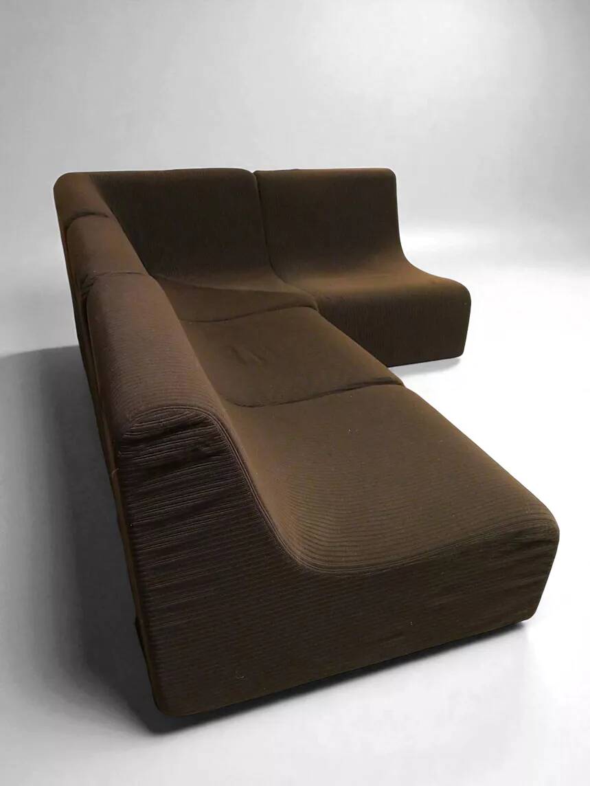Vintage modular armchairs – Seventies design, brown fabric