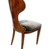 Biedermeier Ballon Chairs, Ash Veneer, Grey Velvet, Vienna, 1900, Set of 4