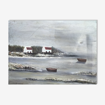 Huile sur toile paysage breton