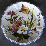Earthenware wall plate signed bassano, italy, polychrome floral painting decoration