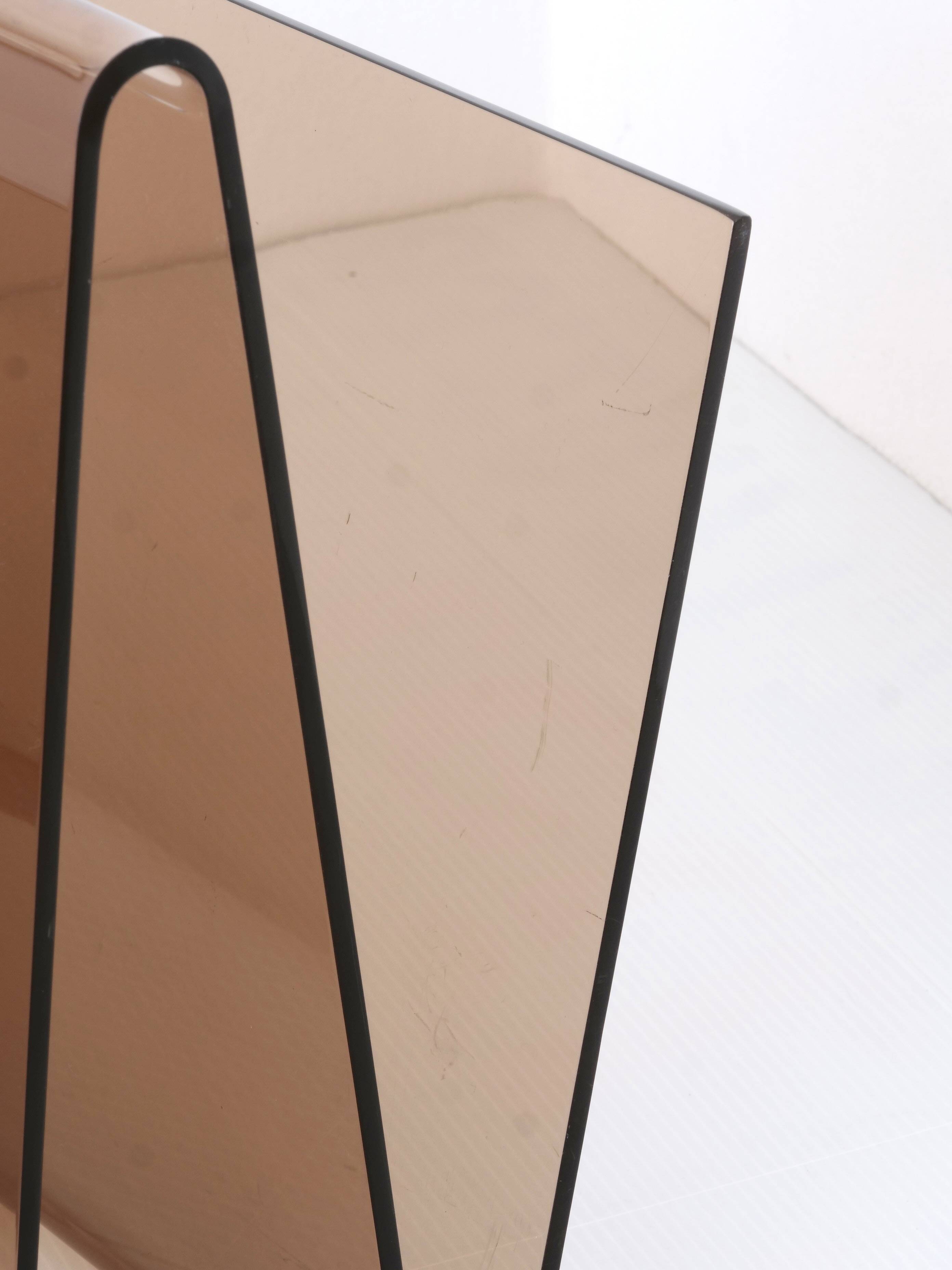 70's smoked plexiglass magazine rack