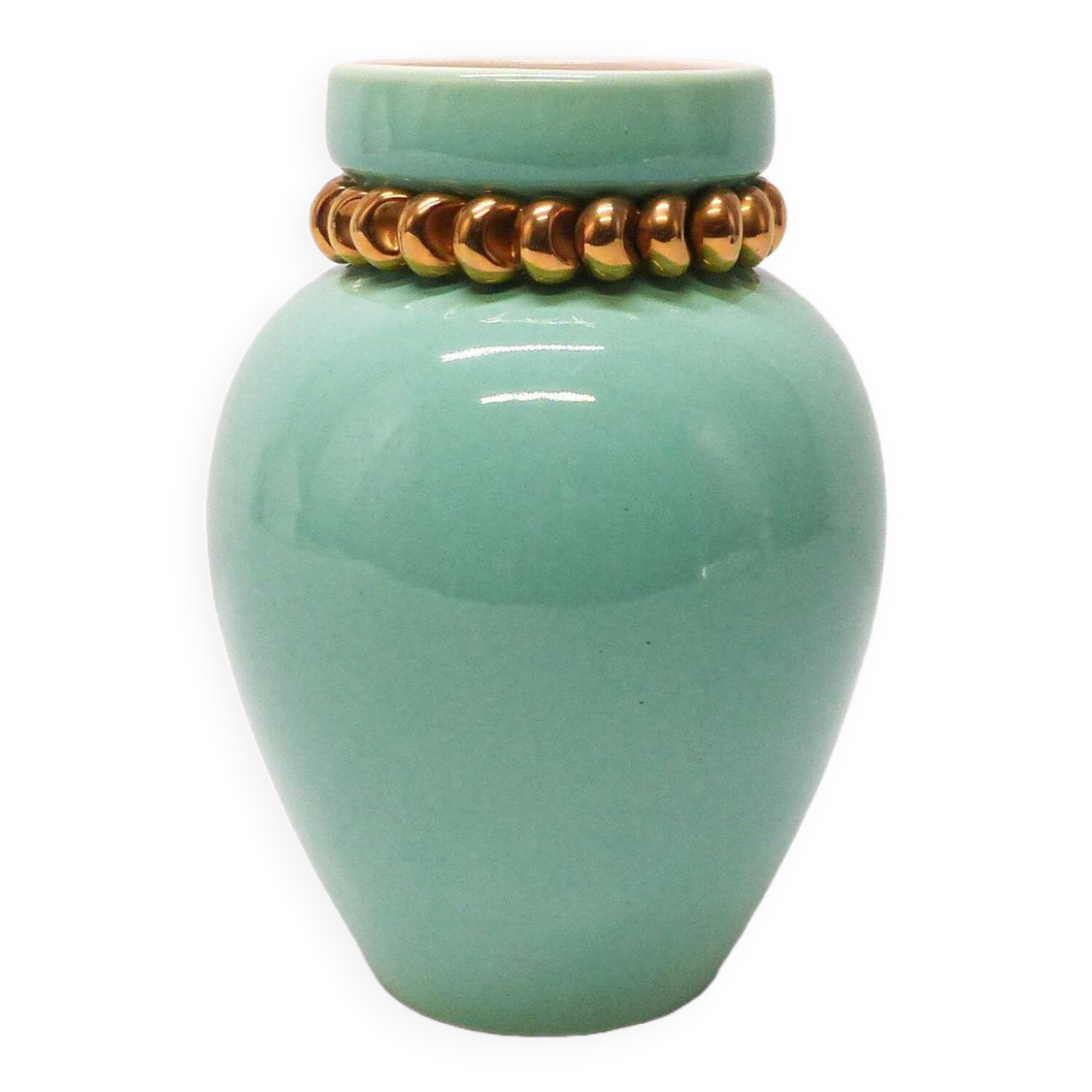 Pol Chambost vase in green earthenware 1950