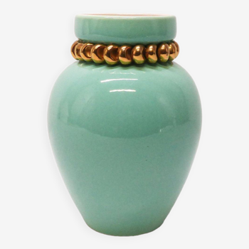 Vase Pol Chambost en faïence verte 1950