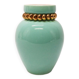 Vase Pol Chambost en faïence verte 1950