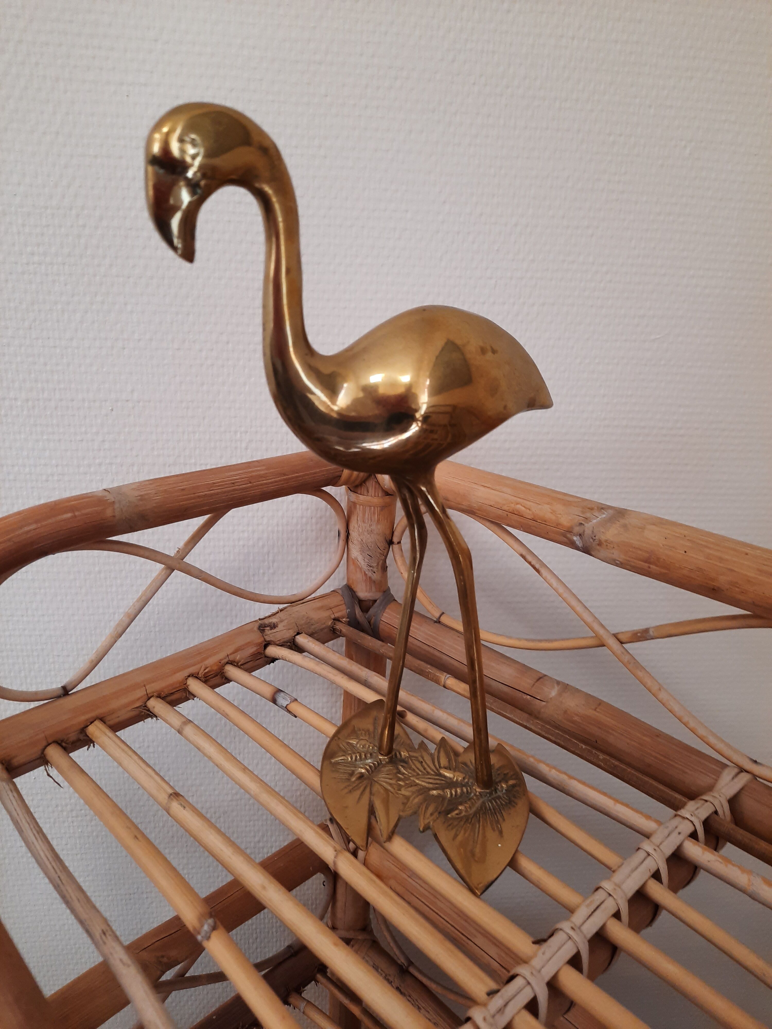 Brass pink flamingo