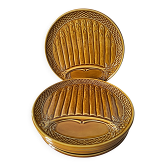Set of 6 asparagus barbotine plates