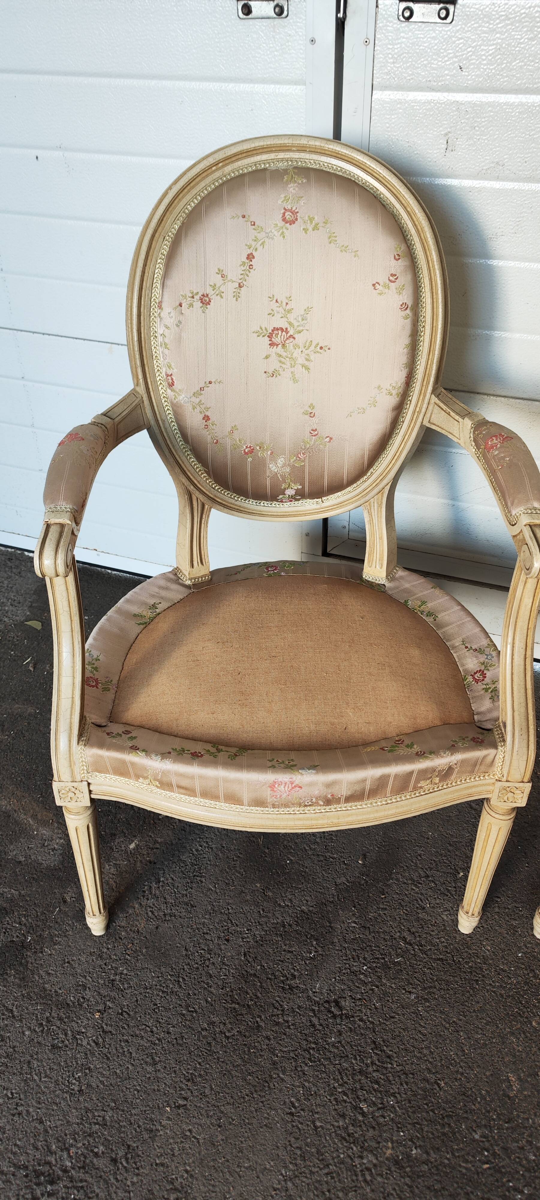 Old pair of Louis XVI style armchairs