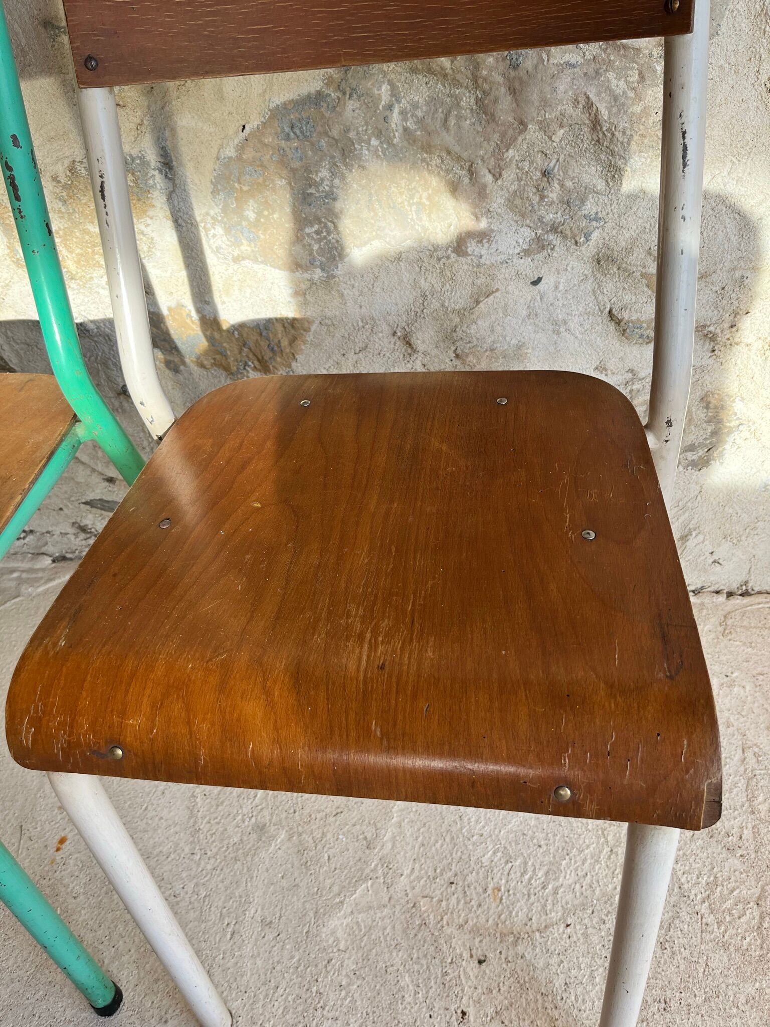 Set of 4 mismatched old school style chairs