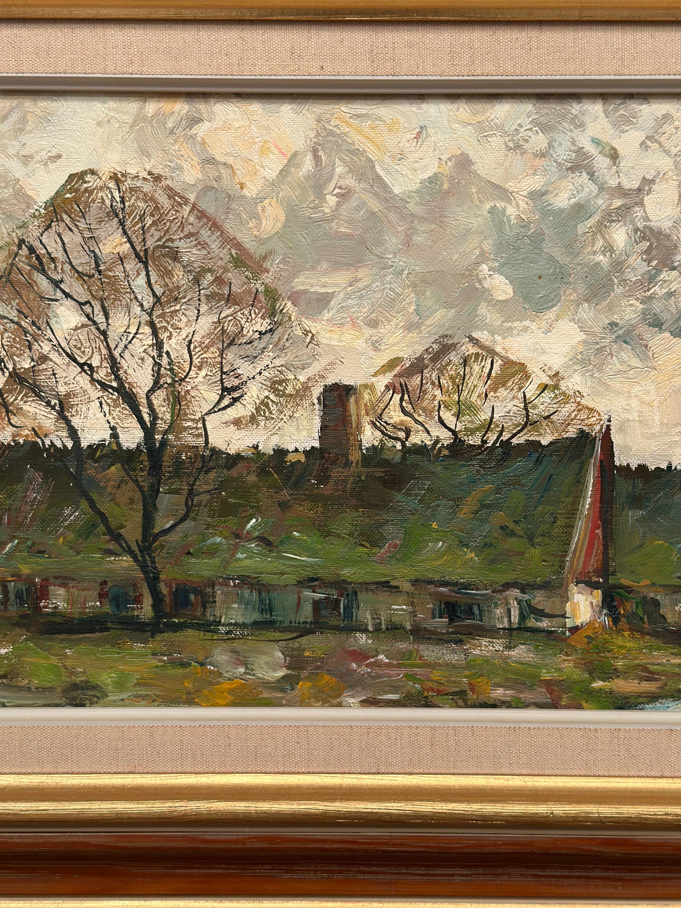 Huile sur toile scandinave – « Campagne » par Holmult