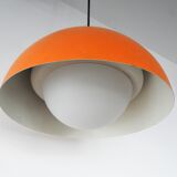 Swedish orange metal and glass pendant lamp by Hans-Agne Jakobsson, 1970s