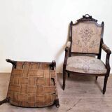 Pair of Louis XVI style queen-style armchairs in richly carved wood
