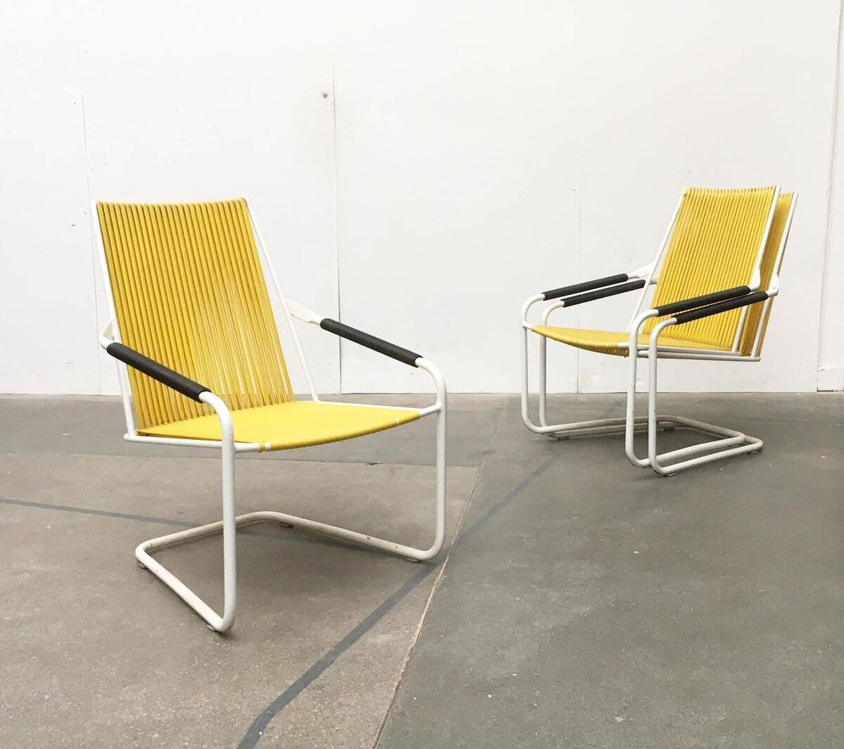 Mid-century Modern German Mauser stackable garden chairs, set of 3.