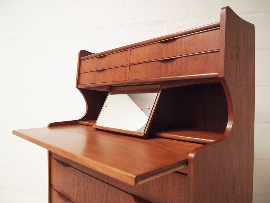 vintage danish teak chest of drawers bureau