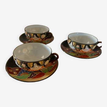 Fine Satsuma porcelain cups and saucers