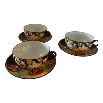 Fine Satsuma porcelain cups and saucers