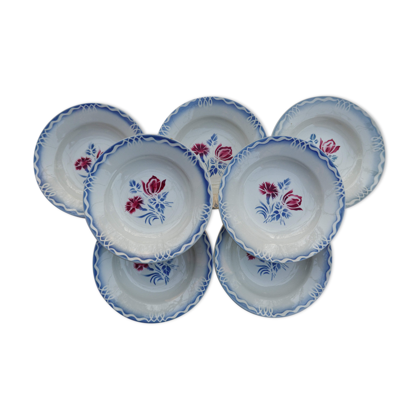 Lot 6 old plates Sarreguemines DIGOIN juliette collection