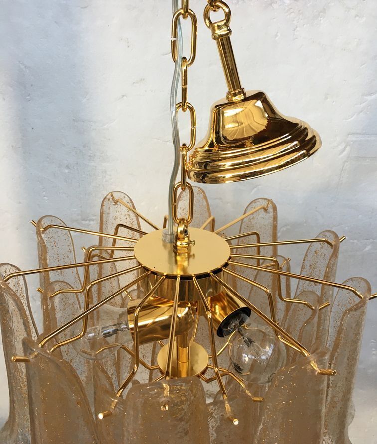 Clear and gold “selle” murano glass chandelier d50