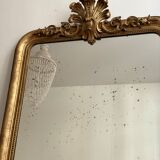 Old mirror louis Philippe Dore gold leaf pediment gilded fireplace