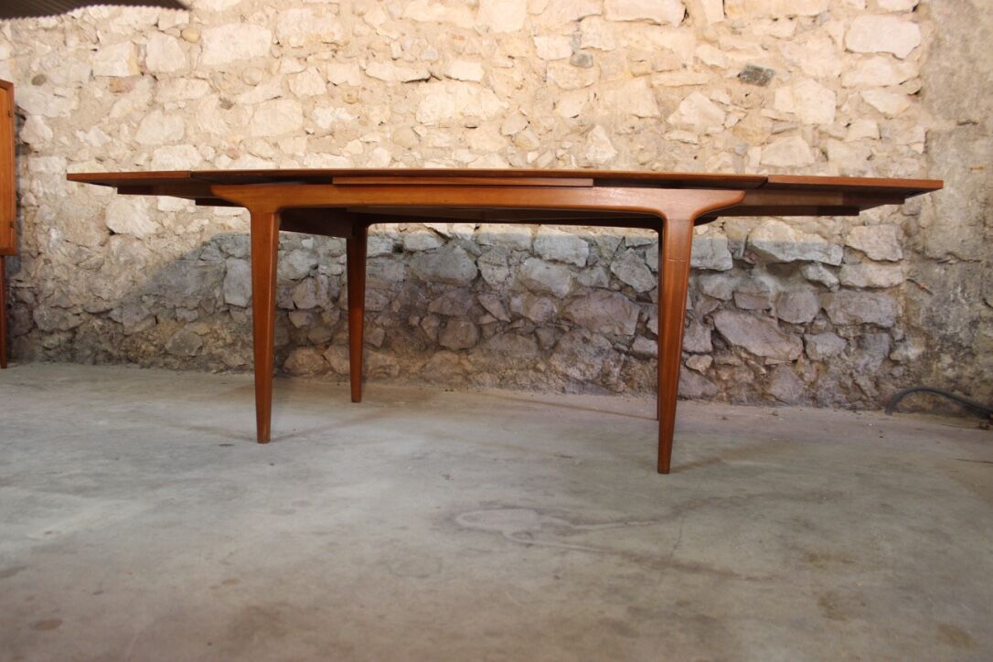 Vintage rectangular teak table with 2 extension spieces, 1960s