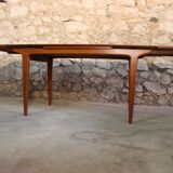 Vintage rectangular teak table with 2 extension spieces, 1960s