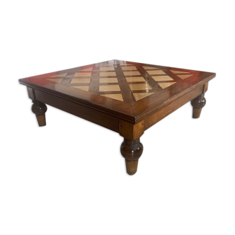 Roche Bobois wood and burgundy stone coffee table