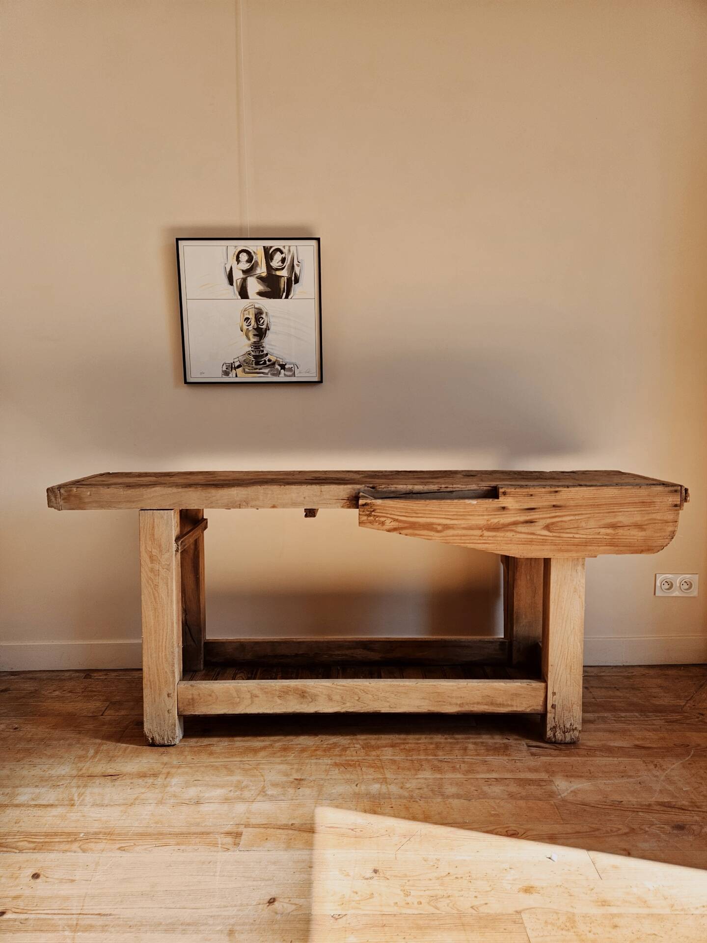Old solid wood workbench