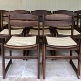 Dining chairs "sled" in walnut and cane