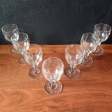 7 small transparent aperitif glasses vintage France