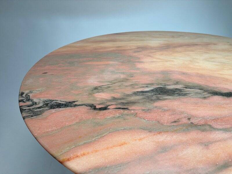 Table ronde de milieu de siècle avec plateau en marbre de Melchiorre Bega, années 1950.