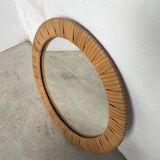 Round wicker mirror from the 50s