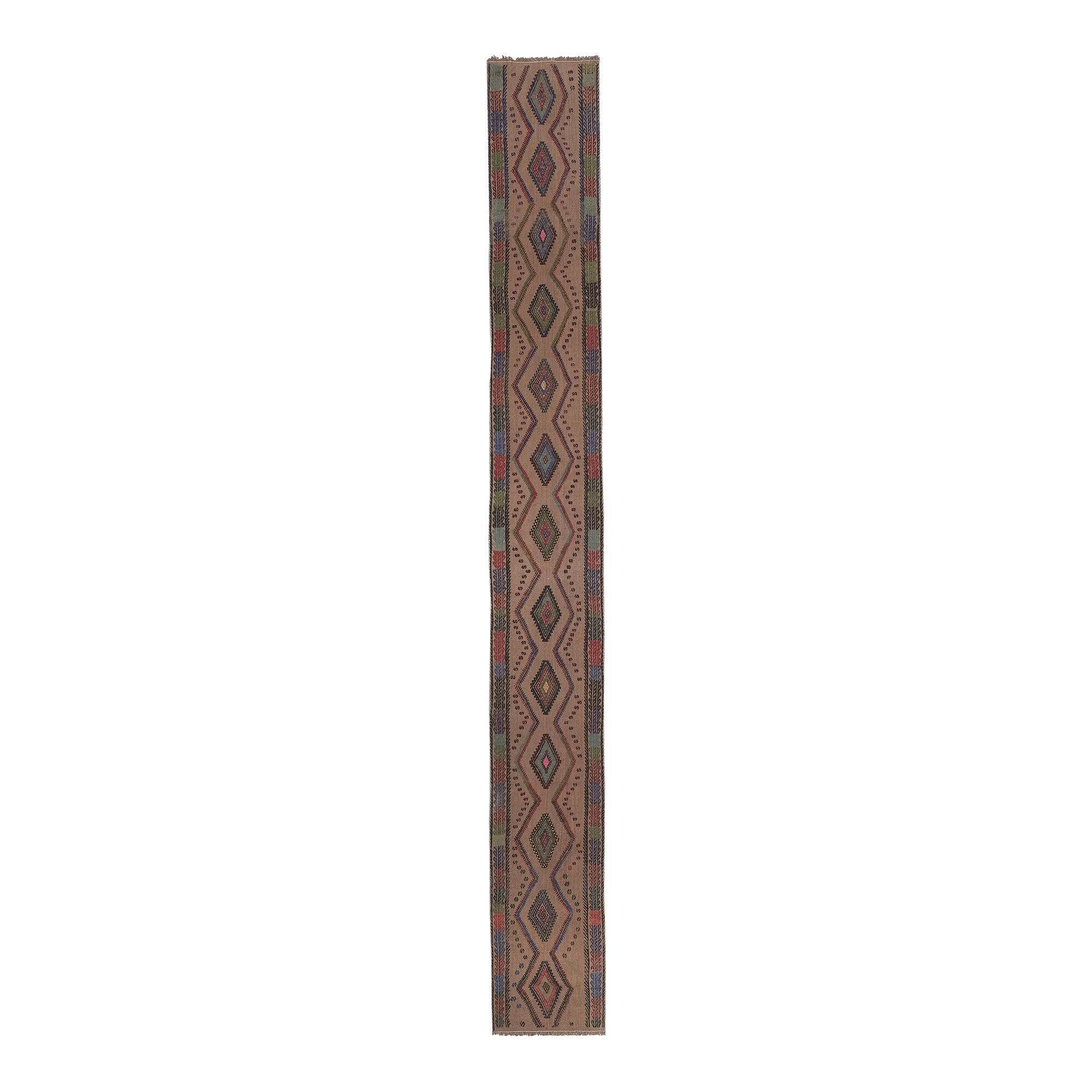 Vintage Turkish hallway rug 46x401 cm
