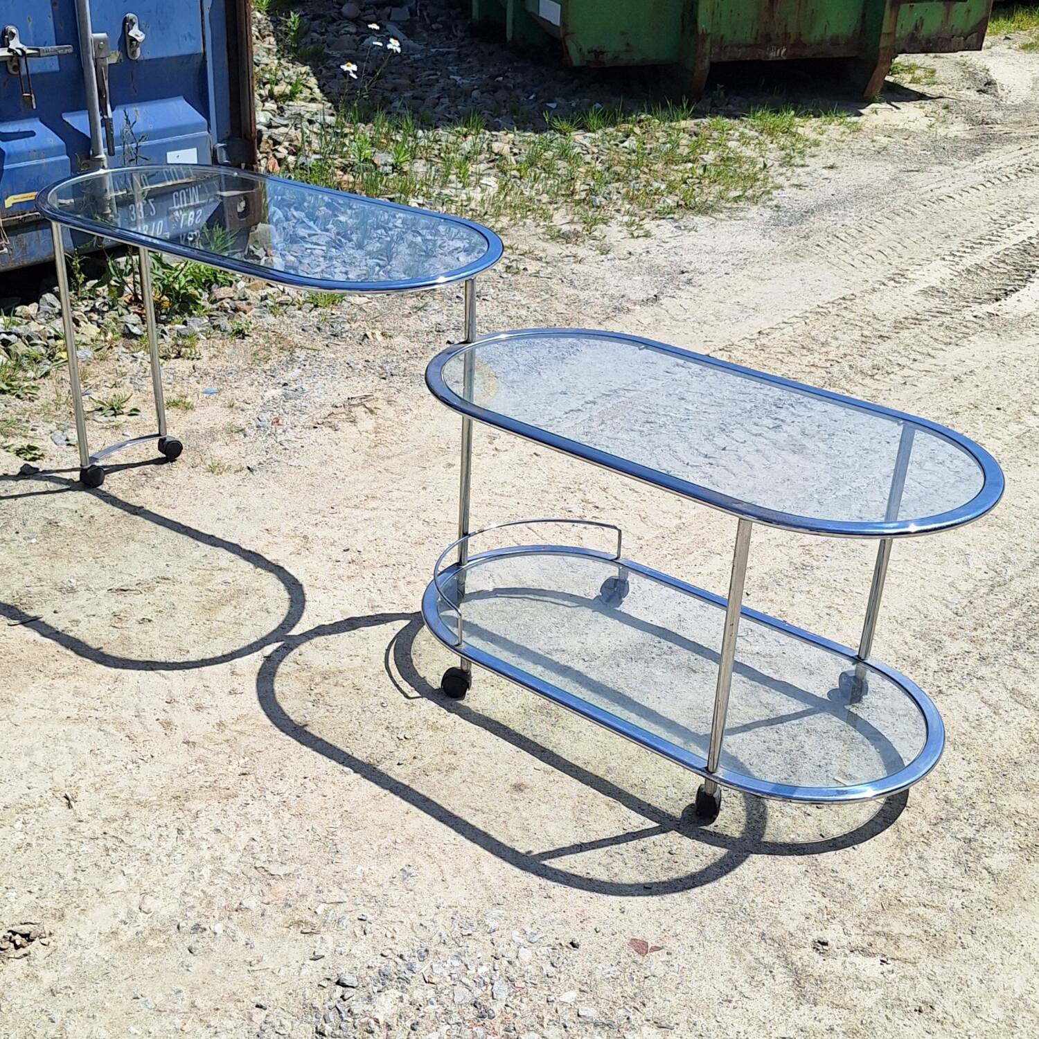 1970s chrome metal serving cart